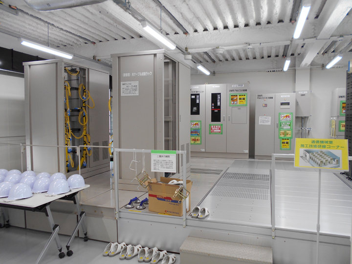 Recreated interior of communications equipment room